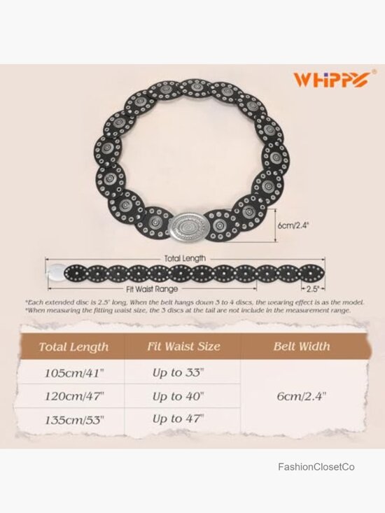 Women Disc Concho PU Leather Vintage Western Cowgirl Belt main image 7